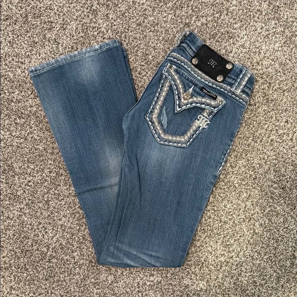 Miss Me Women's Blue Jeans with Embellished Pocket size 24